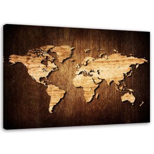 Feeby Obraz na płótnie Vintage mapa świata 100×70 404115 Feeby Obraz na płótnie Vintage mapa świata 100×70 404115