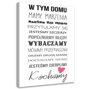 Feeby Obraz na płótnie, W tym domu typografia 80×120 318748 Feeby Obraz na płótnie, W tym domu typografia 80×120 318748