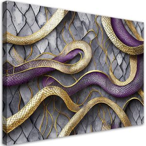Feeby Obraz na płótnie, Wąż tekstura glamour złoty fioletowy 120×80 487371 Feeby Obraz na płótnie, Wąż tekstura glamour złoty fioletowy 120×80 487371