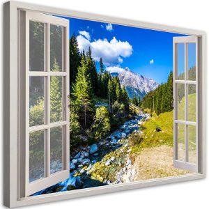 Feeby Obraz na płótnie, Widok z okna Góry przyroda krajobraz 120×80 485153 Feeby Obraz na płótnie, Widok z okna Góry przyroda krajobraz 120×80 485153