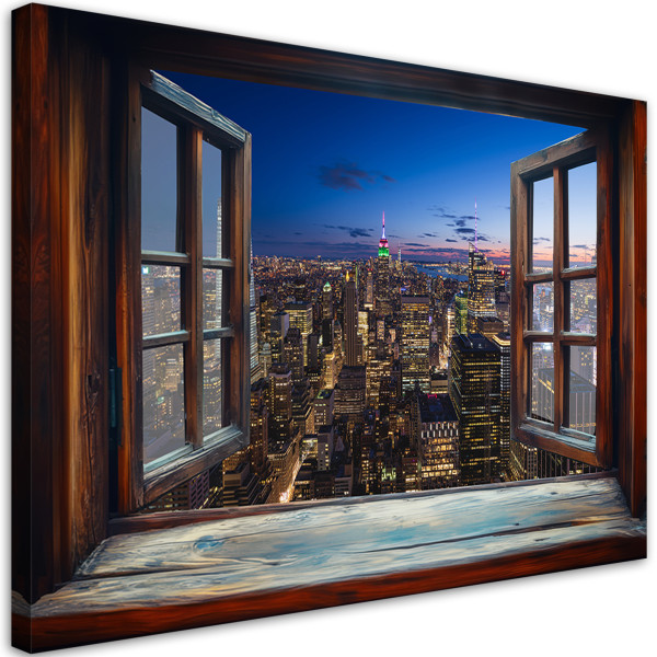 Feeby Obraz na płótnie, Widok z Okna Miasto Noc Architektura 100x70 483889