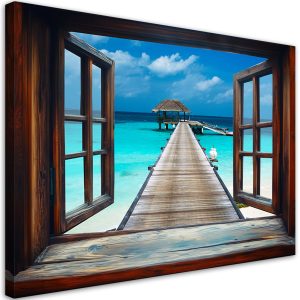 Feeby Obraz na płótnie, Widok z Okna Morze Molo Tropikalny 90×60 488306 Feeby Obraz na płótnie, Widok z Okna Morze Molo Tropikalny 90×60 488306