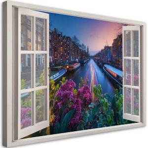 Feeby Obraz na płótnie, Widok z okna Pejzaż miejski Amsterdamu 60×40 486458 Feeby Obraz na płótnie, Widok z okna Pejzaż miejski Amsterdamu 60×40 486458