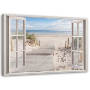 Feeby Obraz na płótnie, Widok z Okna ścieżka na plażę 90×60 314315 Feeby Obraz na płótnie, Widok z Okna ścieżka na plażę 90×60 314315