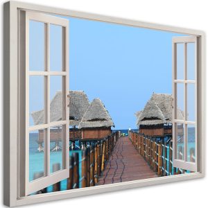 Feeby Obraz na płótnie, Widok z okna Tropikalna przyroda Zanzibar 120×80 488154