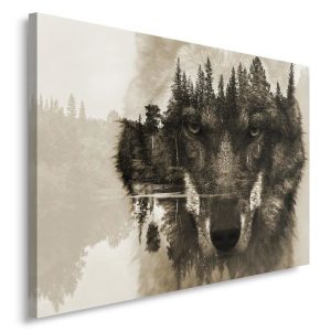 Feeby Obraz na płótnie, Wilk na tle lasu mgła 90×60 318892 Feeby Obraz na płótnie, Wilk na tle lasu mgła 90×60 318892