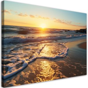 Feeby Obraz na płótnie, Zachód słońca na plaży 100×70 420986