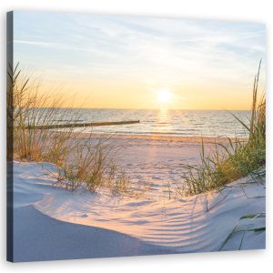 Feeby Obraz na płótnie Zachód słońca na plaży 418846 Feeby Obraz na płótnie Zachód słońca na plaży 418846