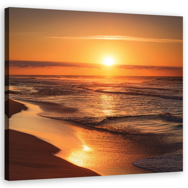 Feeby Obraz na płótnie, Zachód Słońca Plaża Krajobraz 60x60 397215