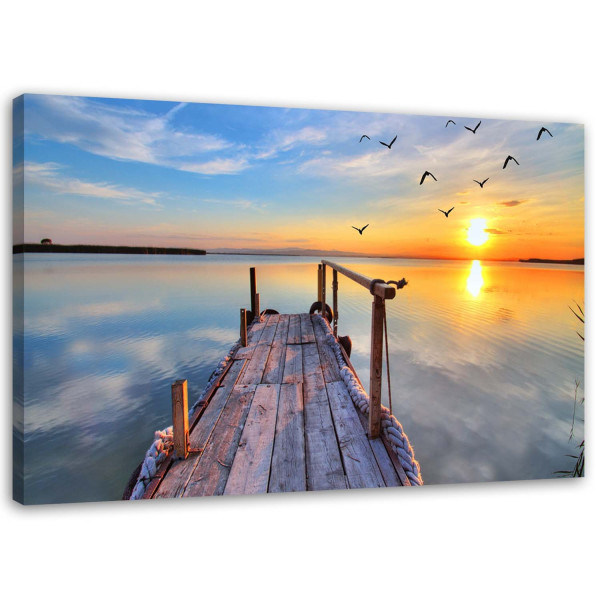 Feeby Obraz na płótnie Zachodzące słońce nad jeziorem 90x60 314355