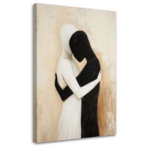 Feeby Obraz na płótnie, Zakochana Para na Beżowym Tle 70×100 562437 Feeby Obraz na płótnie, Zakochana Para na Beżowym Tle 70×100 562437