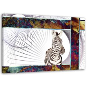 Feeby Obraz na płótnie Zebra dla dzieci kolorowa 100×70 404205 Feeby Obraz na płótnie Zebra dla dzieci kolorowa 100×70 404205