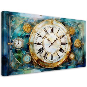 Feeby Obraz na płótnie, Zegar Vintage Turkusowy 120×60 634126 Feeby Obraz na płótnie, Zegar Vintage Turkusowy 120×60 634126