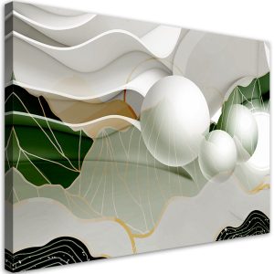 Feeby Obraz na płótnie Zielona abstrakcja z kulami 3D 60×40 326405 Feeby Obraz na płótnie Zielona abstrakcja z kulami 3D 60×40 326405