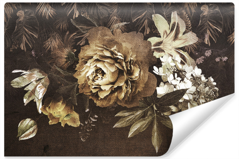 Fototapeta KWIATY Liście w Stylu Retro 3D 104x70.5cm 258416