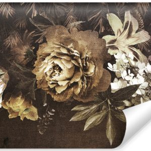 Fototapeta KWIATY Liście w Stylu Retro 3D 254x184cm 258414