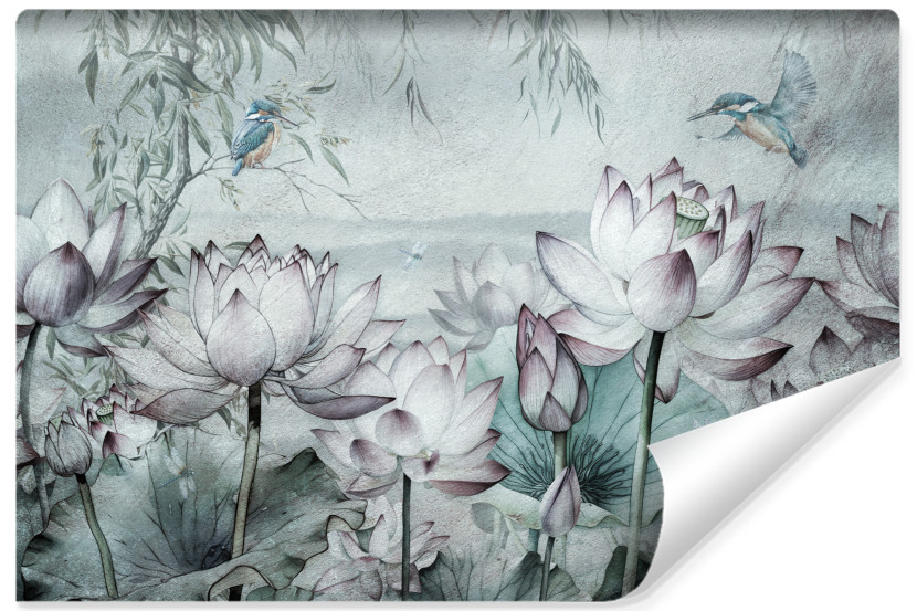 Fototapeta Kwiaty Lotosu Vintage 270x180cm 323347