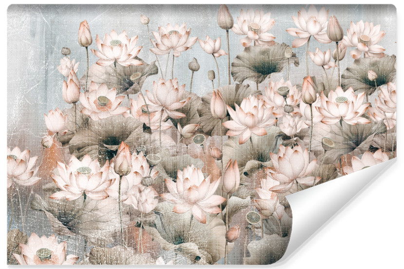 Fototapeta Kwiaty Lotosu W Stylu Retro 368x280cm 320343