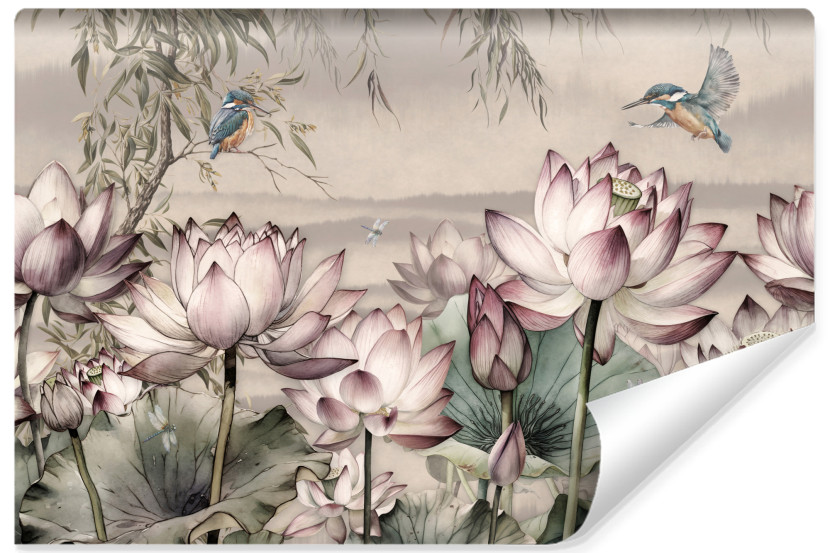 Fototapeta Kwiaty Lotosu W Stylu Retro 90x60cm 320268