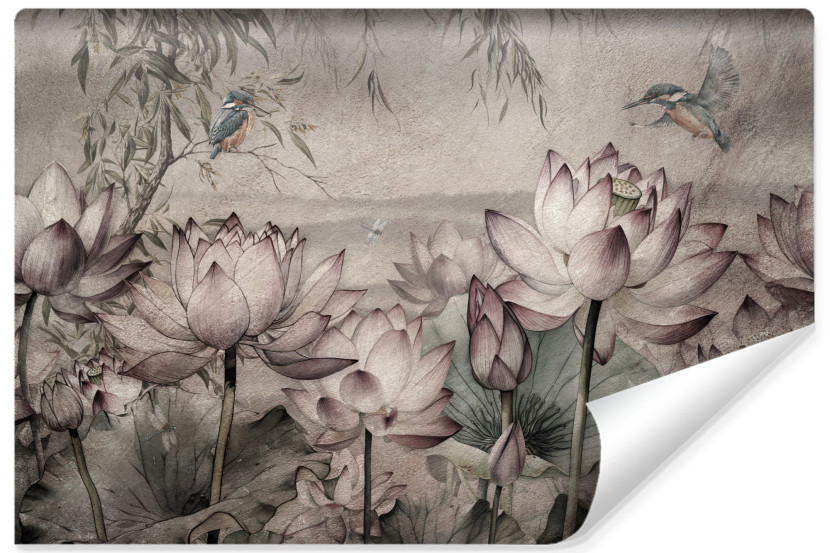 Fototapeta Kwiaty Lotosu W Stylu Retro 90x60cm 320079