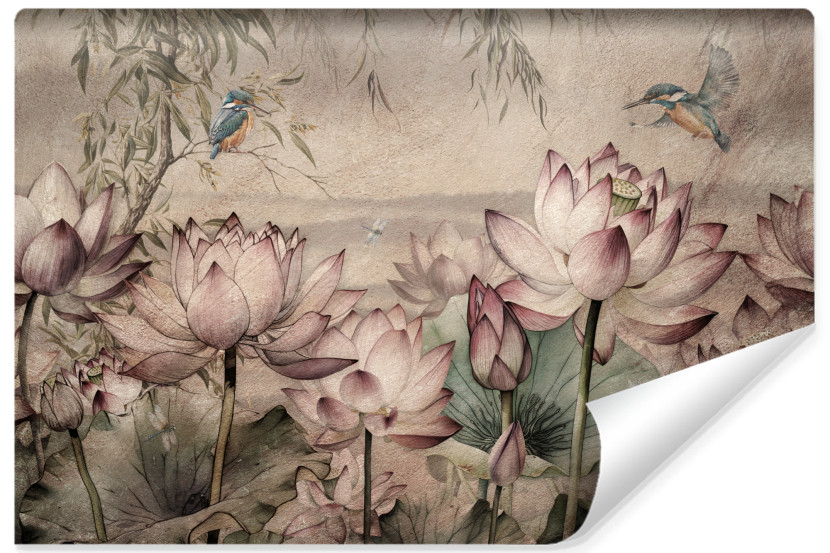 Fototapeta Kwiaty Lotosu W Stylu Vintage 315x210cm 321495