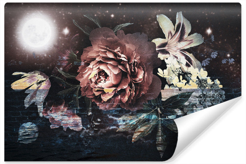 Fototapeta Kwiaty Na Abstrakcyjnym Murze 208x146cm 257935