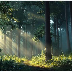 Fototapeta Las Słońce Drzewa 3D Natura Na Ścianę Sypialnia Salon 300X210 669699