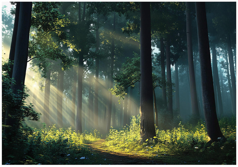 Fototapeta Las Słońce Drzewa 3D Natura Na Ścianę Sypialnia Salon 300X210 669699