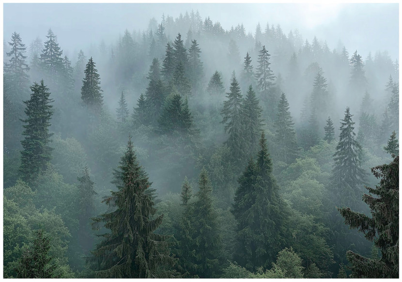 Fototapeta las we mgle drzewa 3d natura na ścianę sypialnia salon 300x210 712193