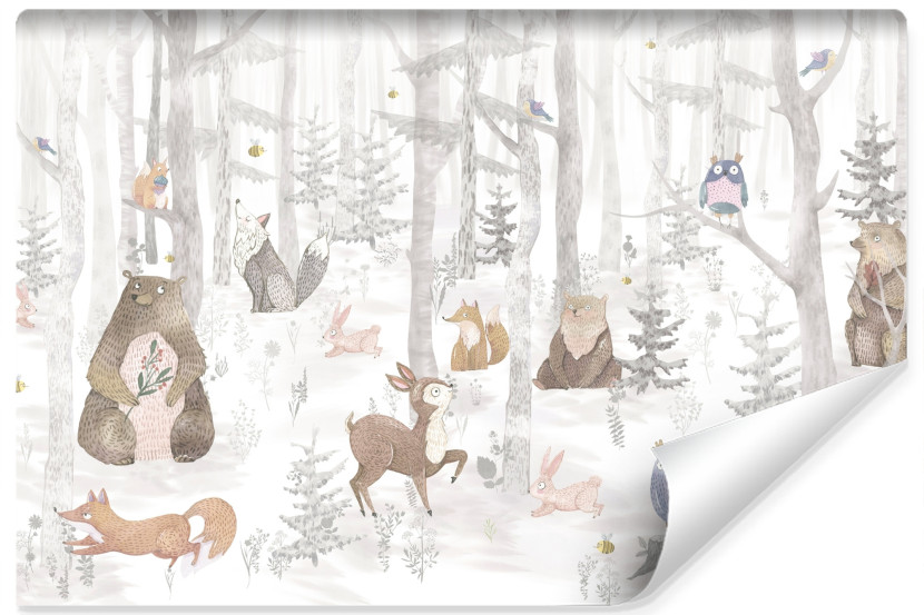 Fototapeta Leśne zwierzęta w stylu skandynawskim 254x184cm 245821