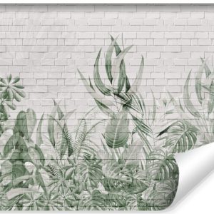 Fototapeta Liście Na Ceglanej Ścianie Efekt 3D 135x90cm 167884