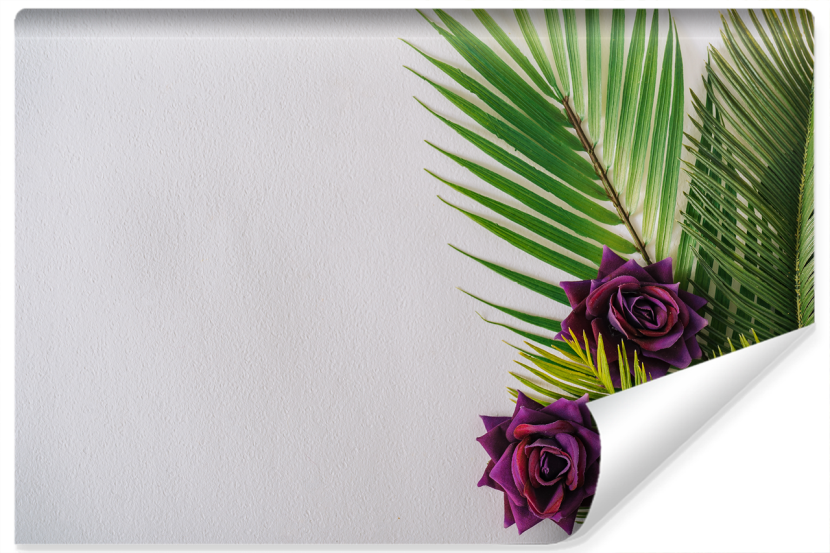 Fototapeta Liście Palmowe KWIATY Róże 3D 416x290cm 252986
