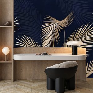 Fototapeta Liście palmowe na ciemnym tle 350x256cm 985509 Fototapeta Liście palmowe na ciemnym tle 350x256cm 985509