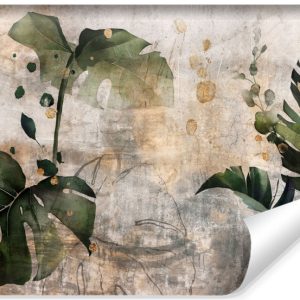 Fototapeta Liście Tropikalne Retro Beton 254x184cm 90990 Fototapeta Liście Tropikalne Retro Beton 254x184cm 90990