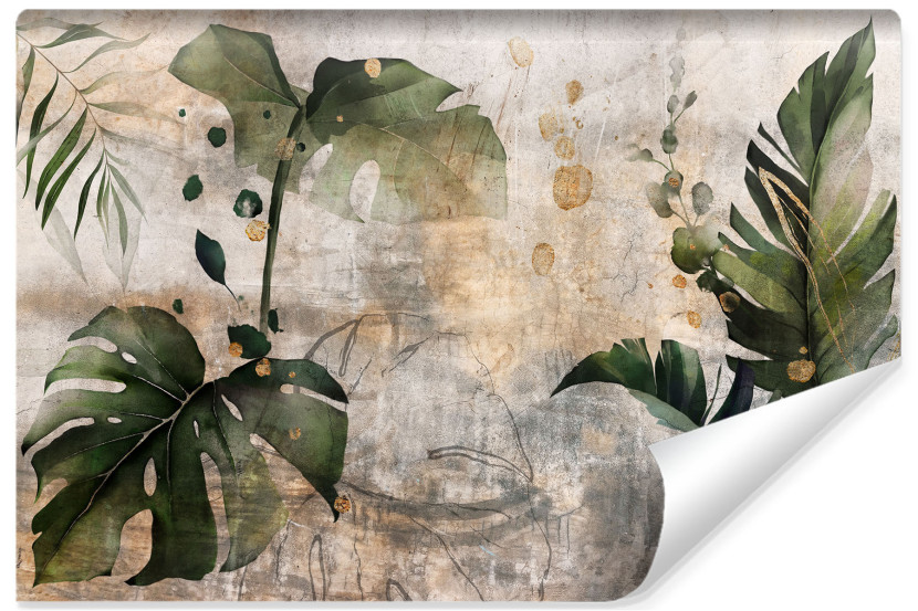 Fototapeta Liście Tropikalne Retro Beton 270x180cm 90947