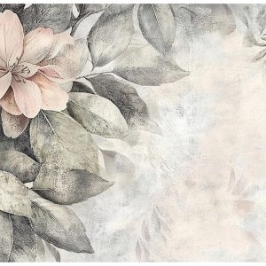 Fototapeta Liście Vintage Kwiaty Beton Do Sypialni Salonu Tapeta 350X250 517363
