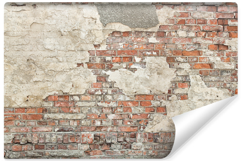 Fototapeta Ścienna Ceglany Mur z Dodatkiem Tynku 368x254cm 243055