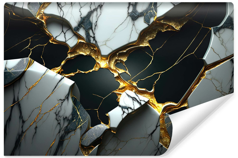 Fototapeta Ścienna Czarno-biały Marmur Efekt 3D 152.5x104cm 225208