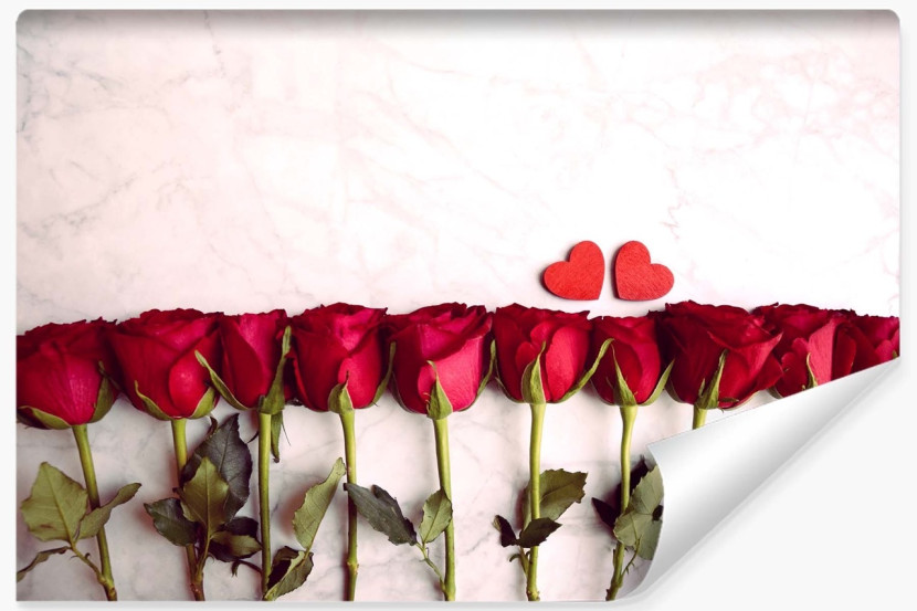 Fototapeta Ścienna Czerwone RÓŻE Marmur 3D 208x146cm 261108