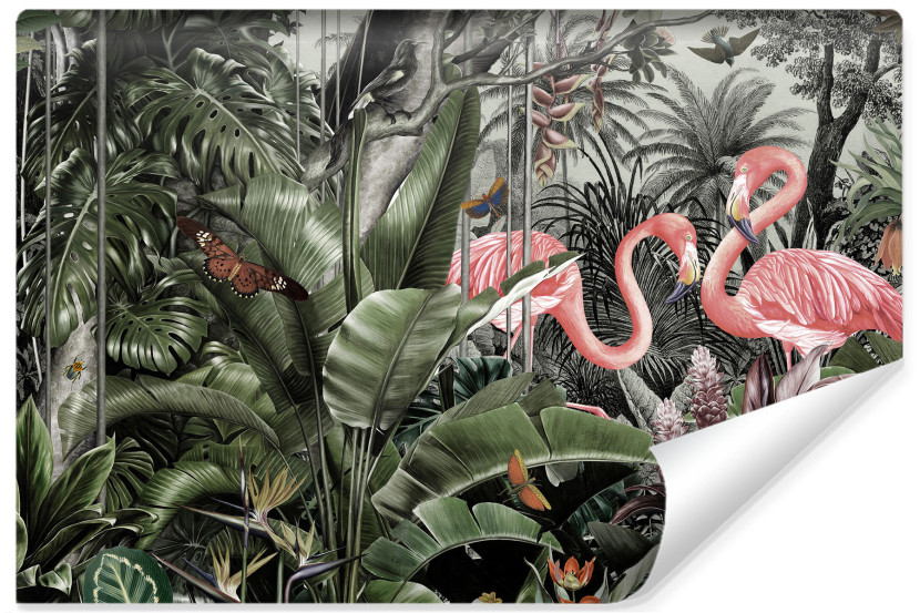 Fototapeta Ścienna DŻUNGLA Flamingi Liście 104x70.5cm 253213
