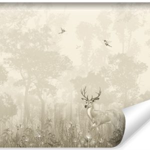 Fototapeta Ścienna JELEŃ Las Łąka Vintage 450x300cm 255118