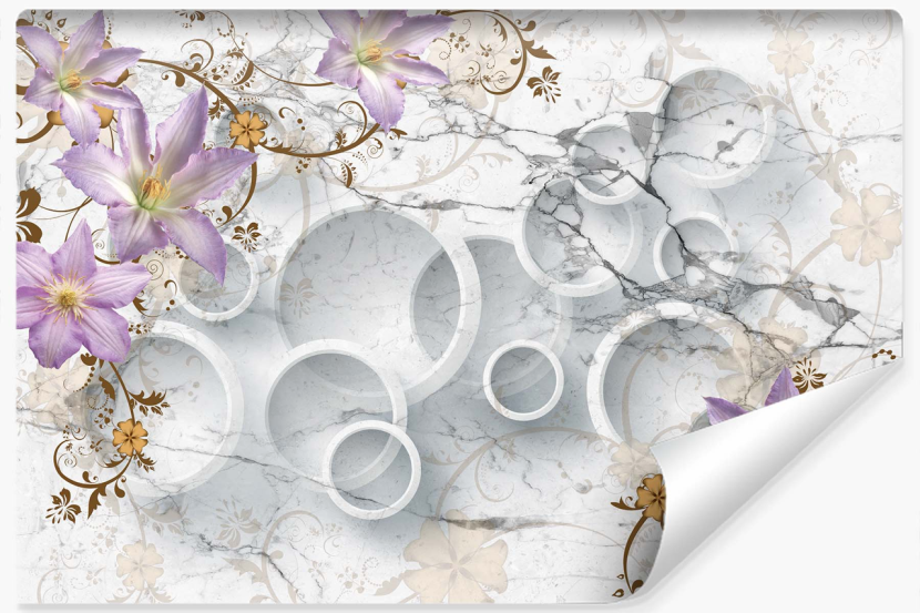Fototapeta Ścienna KWIATY Marmur Efekt 3D 405x270cm 270175