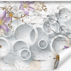 Fototapeta Ścienna KWIATY Marmur Efekt 3D 450x300cm 270326 Fototapeta Ścienna KWIATY Marmur Efekt 3D 450x300cm 270326