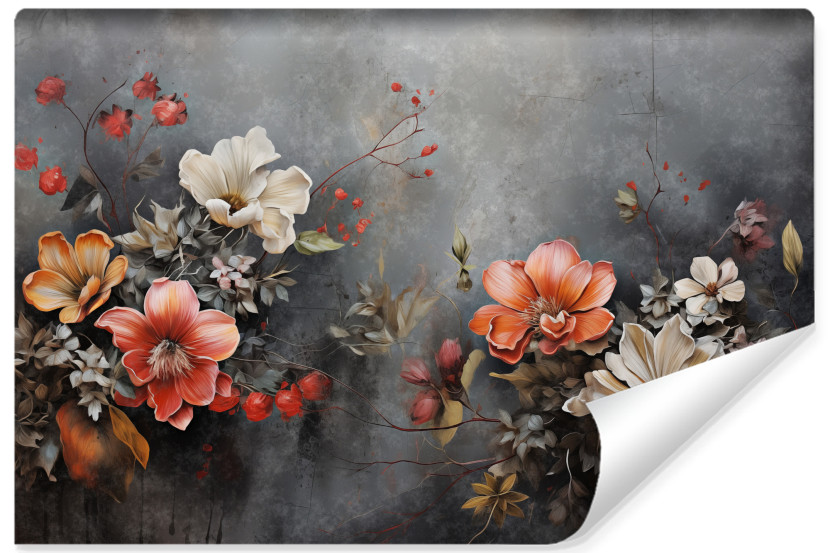 Fototapeta Ścienna Kwiaty Na Betonie Efekt 3D 152.5x104cm 242828