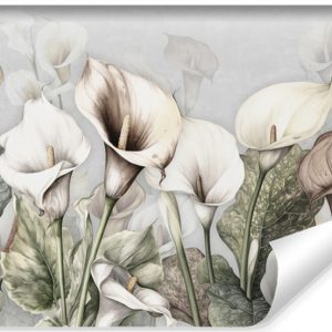 Fototapeta Ścienna Malowane Kwiaty Kalie Liście 368x254cm 173224 Fototapeta Ścienna Malowane Kwiaty Kalie Liście 368x254cm 173224