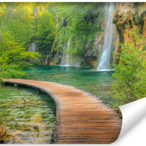 Fototapeta Ścienna Pomost Przy Wodospadzie 3D 416x290cm 225833