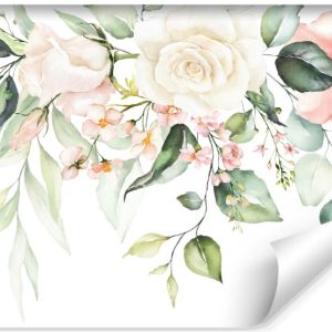 Fototapeta Ścienna RÓŻE Liście Akwarela 520x318cm 240776 Fototapeta Ścienna RÓŻE Liście Akwarela 520x318cm 240776