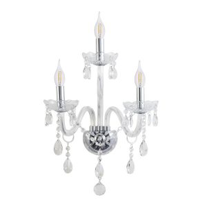 Kinkiet srebrny Cristallo 3xE14x40W wym:55x38x21cm IP20 Candellux 833641 Kinkiet srebrny Cristallo 3xE14x40W wym:55x38x21cm IP20 Candellux 833641