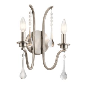 Kinkiet srebrny Karlee 2xE14x60W wym:38,1×27,9×18,3cm IP20 Quintiesse 828913