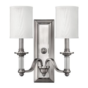 Kinkiet srebrny Sussex 2xE14x40W wym:40×39,4×17,1cm IP20 Hinkley 844154